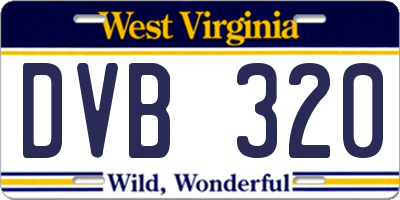 WV license plate DVB320