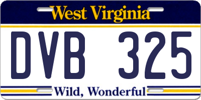 WV license plate DVB325