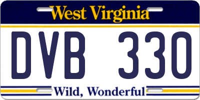 WV license plate DVB330