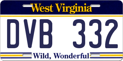 WV license plate DVB332