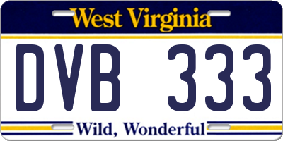 WV license plate DVB333