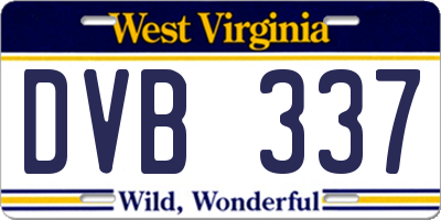 WV license plate DVB337
