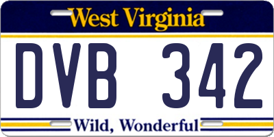 WV license plate DVB342