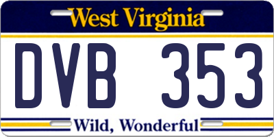 WV license plate DVB353
