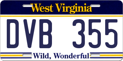WV license plate DVB355