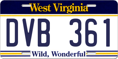 WV license plate DVB361