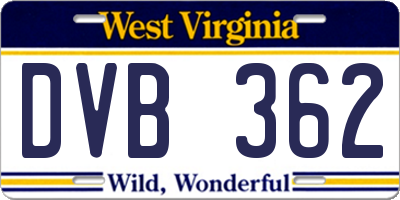 WV license plate DVB362