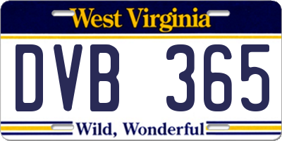 WV license plate DVB365