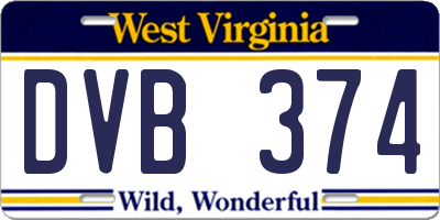 WV license plate DVB374