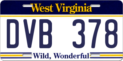 WV license plate DVB378