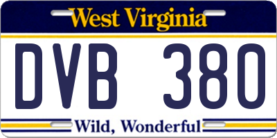 WV license plate DVB380