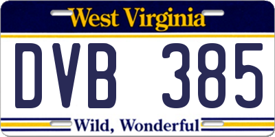 WV license plate DVB385