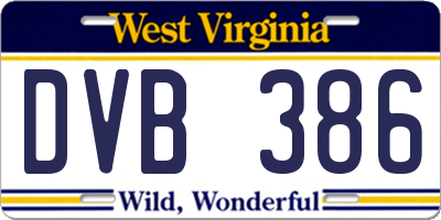 WV license plate DVB386