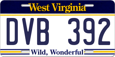 WV license plate DVB392