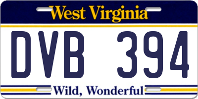 WV license plate DVB394