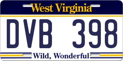 WV license plate DVB398