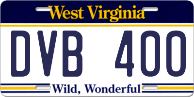 WV license plate DVB400