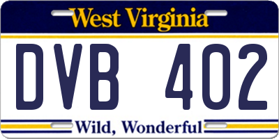 WV license plate DVB402