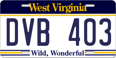 WV license plate DVB403