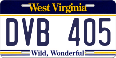 WV license plate DVB405