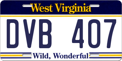 WV license plate DVB407