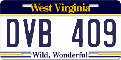 WV license plate DVB409