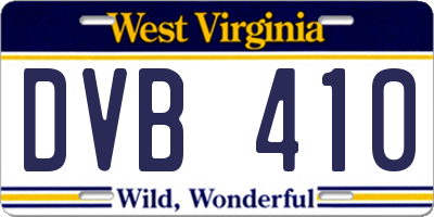 WV license plate DVB410