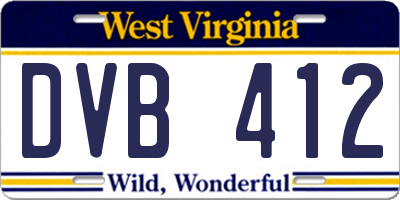 WV license plate DVB412
