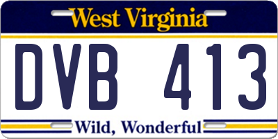 WV license plate DVB413