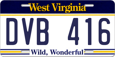 WV license plate DVB416