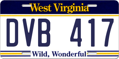 WV license plate DVB417