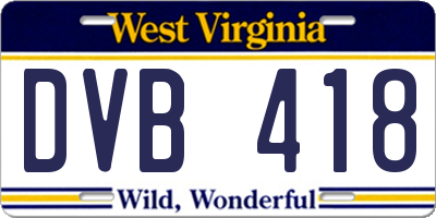 WV license plate DVB418