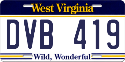 WV license plate DVB419