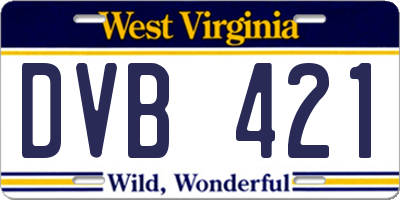 WV license plate DVB421