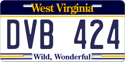WV license plate DVB424