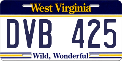 WV license plate DVB425