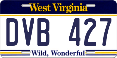 WV license plate DVB427