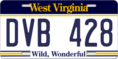 WV license plate DVB428