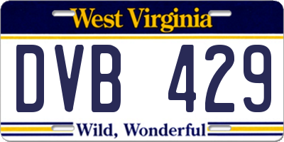 WV license plate DVB429