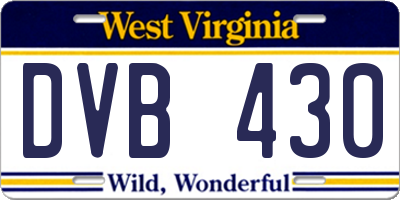 WV license plate DVB430