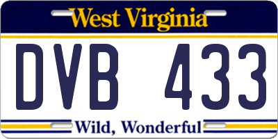 WV license plate DVB433