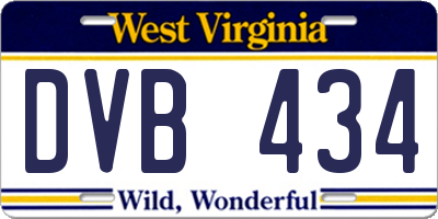 WV license plate DVB434