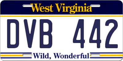 WV license plate DVB442