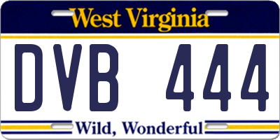 WV license plate DVB444