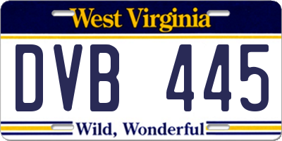 WV license plate DVB445