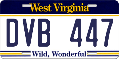 WV license plate DVB447