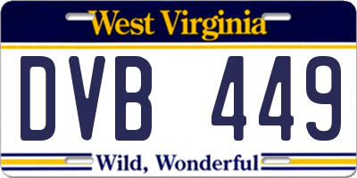 WV license plate DVB449