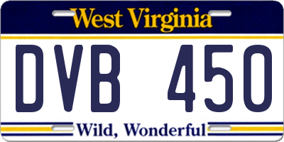 WV license plate DVB450