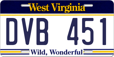 WV license plate DVB451