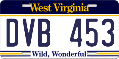 WV license plate DVB453